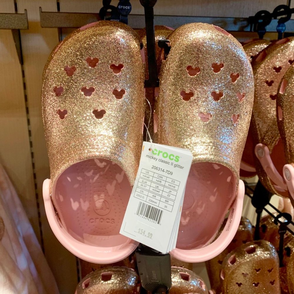 Rose Gold Glitter Mickey Classic II Crocs W11